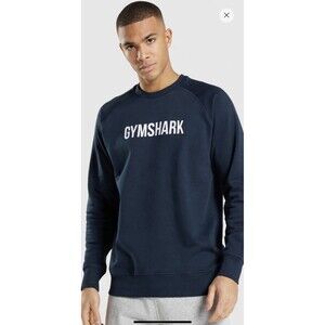 Gymshark Apollo Crew Neck Sweatshirt Men Small Navy Athleisure Gym Yoga Workout